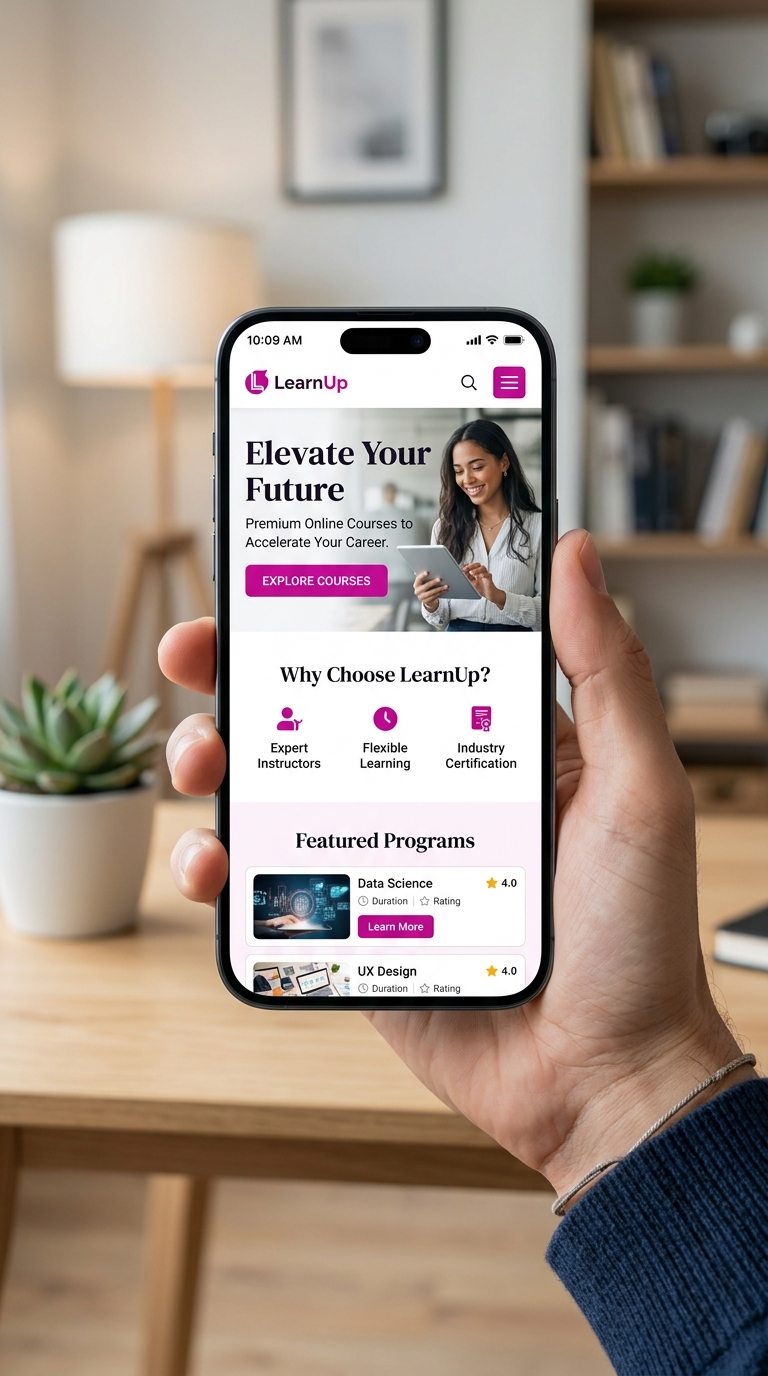 Pijar Edutech, Tampilan landing page Pijar di versi mobile